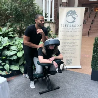Mobile massage for a conference here in Nashville at Opry.