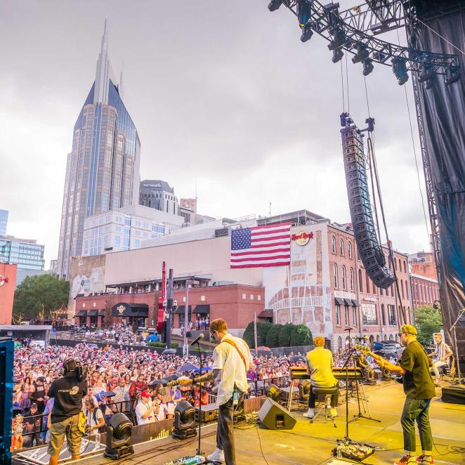 Band performing on Broadway Stage at July 4th