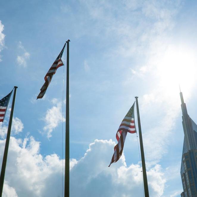 American Flags in Nashville Skyline