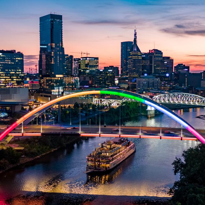 Nashville bridge lit up for Pride Month