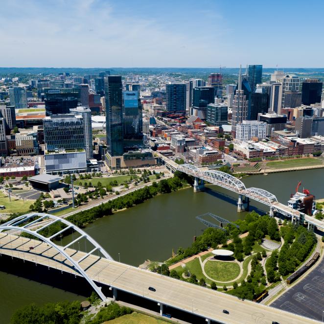Nashville Skyline from Drone