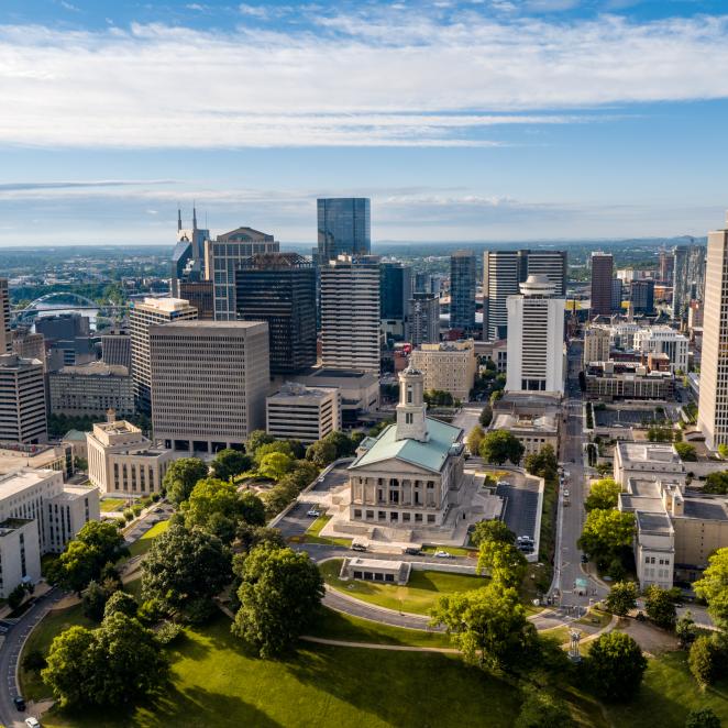 Aerial of the Tennessee State Capitol