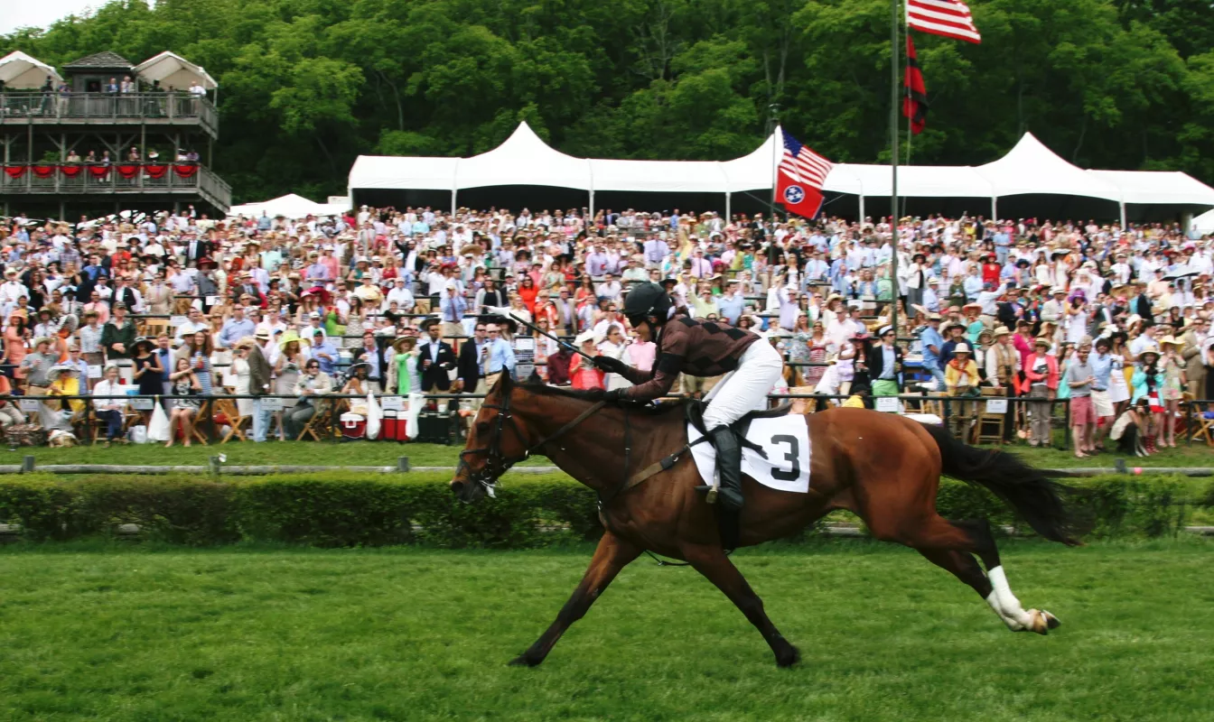 Horse racing at Iroquois Steeplechase