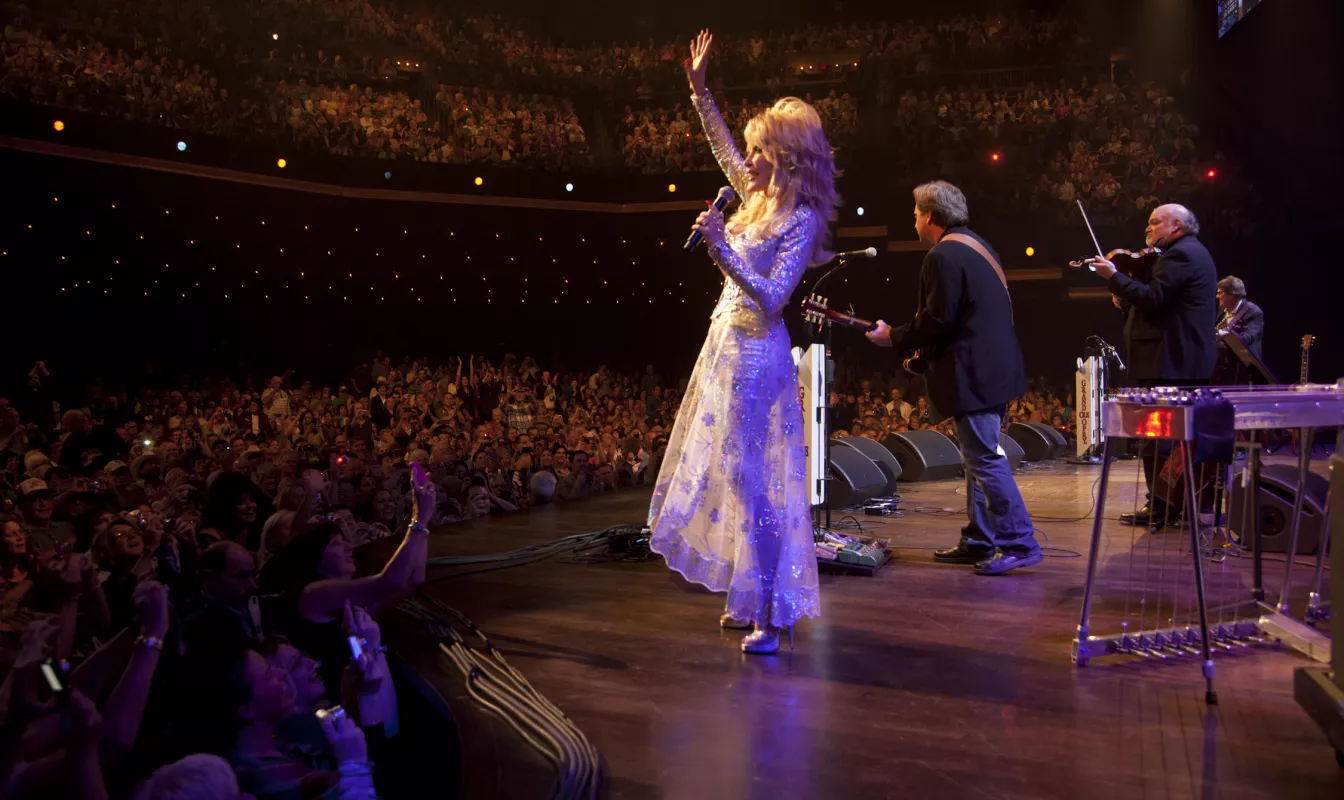 Dolly Parton performing at Grand Ole Opry