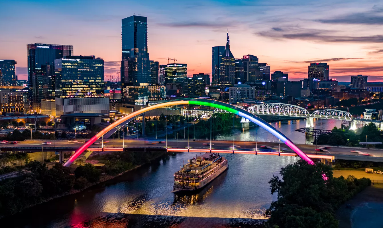 Nashville bridge lit up for Pride Month
