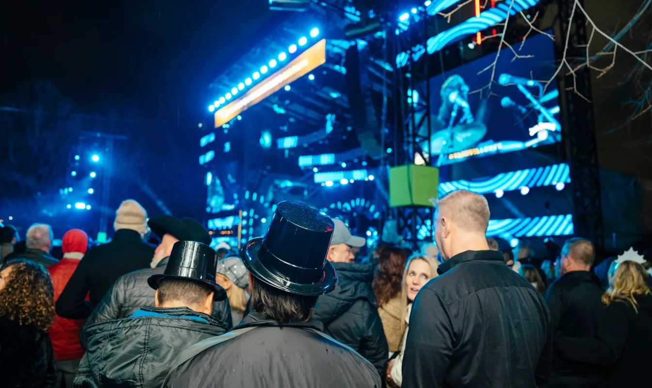 Stage view at New Year's Eve Gold Circle Party