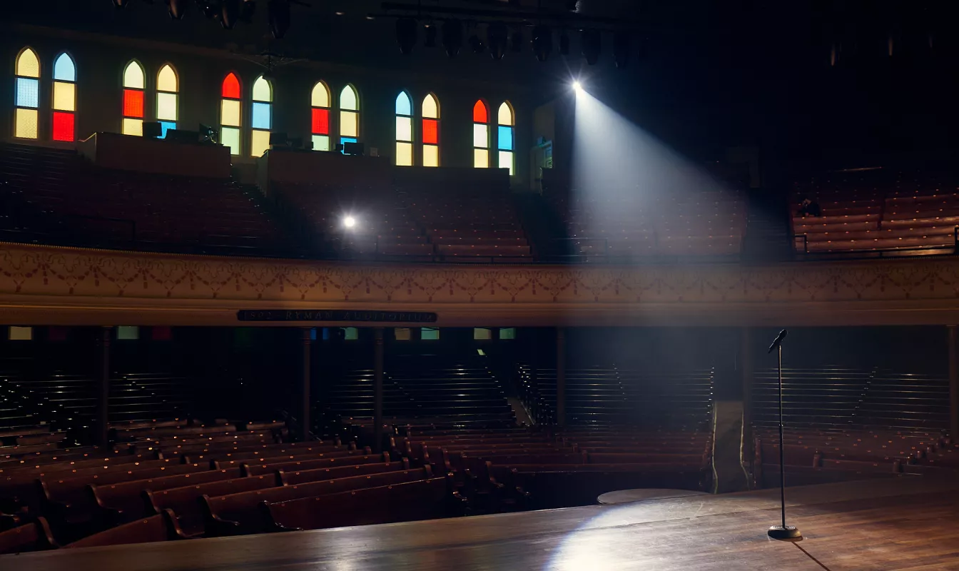 Ryman Auditorium spotlight on stage