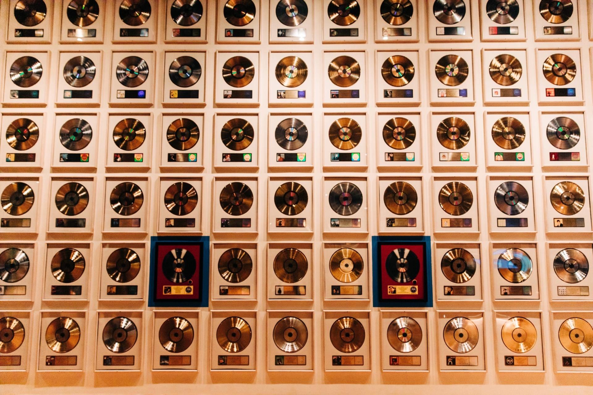 Country Music Hall of Fame gold record wall