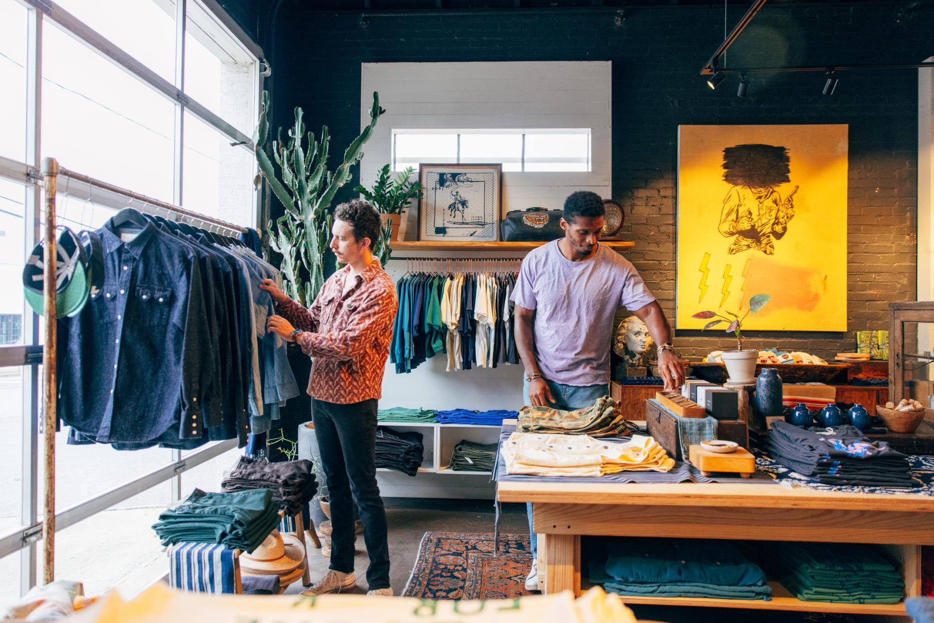 Guys shopping at Imogene + Willie