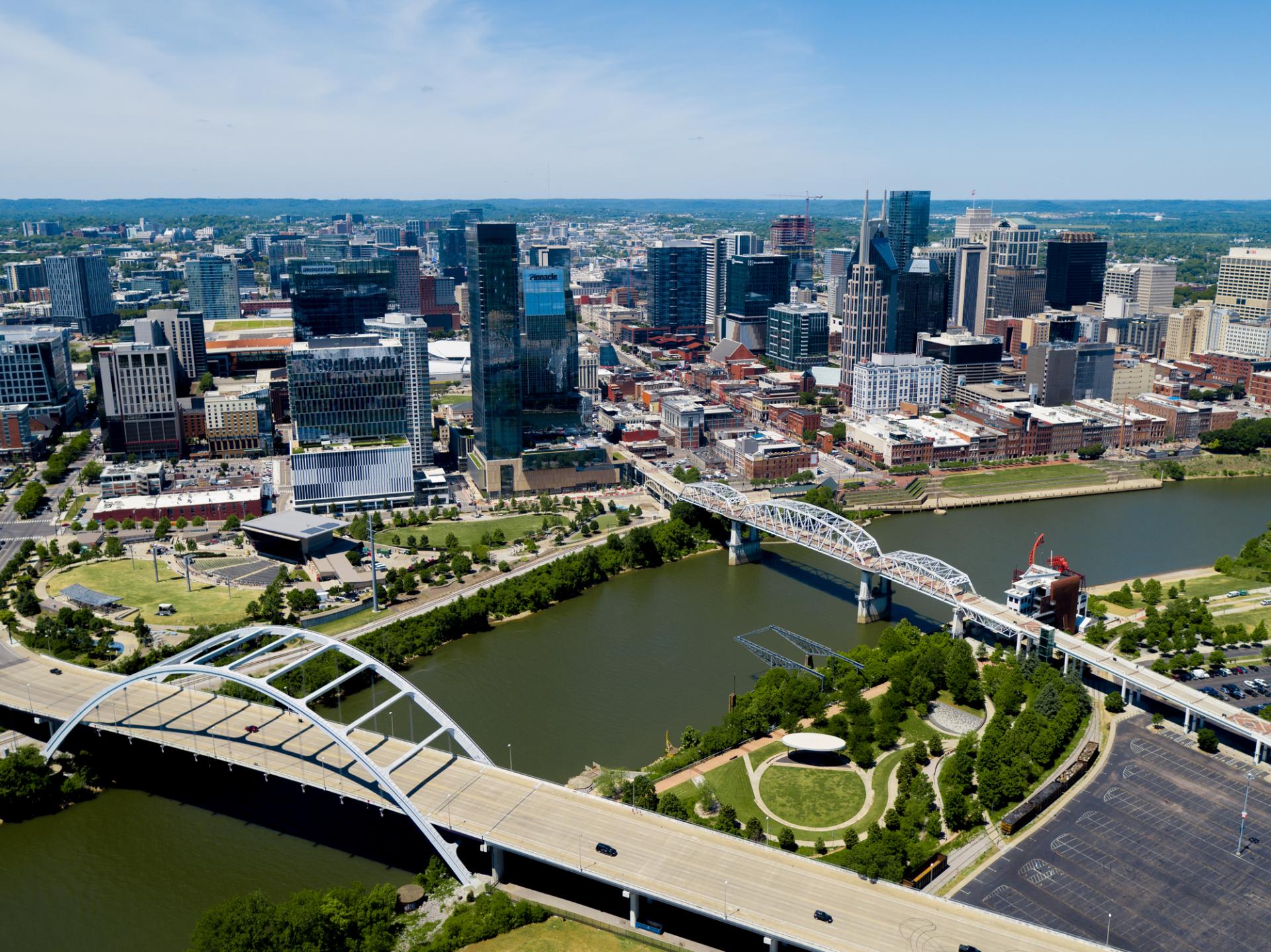 Nashville Skyline from Drone