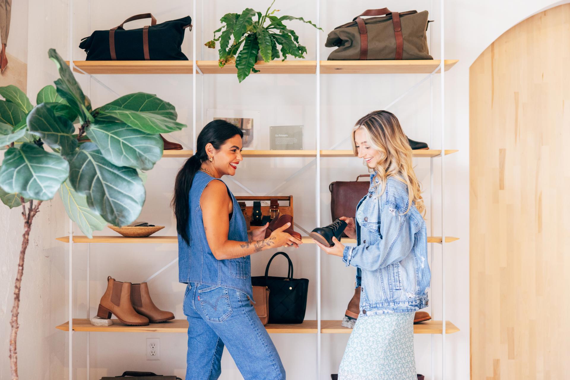 Girlfriends shopping at Nisolo