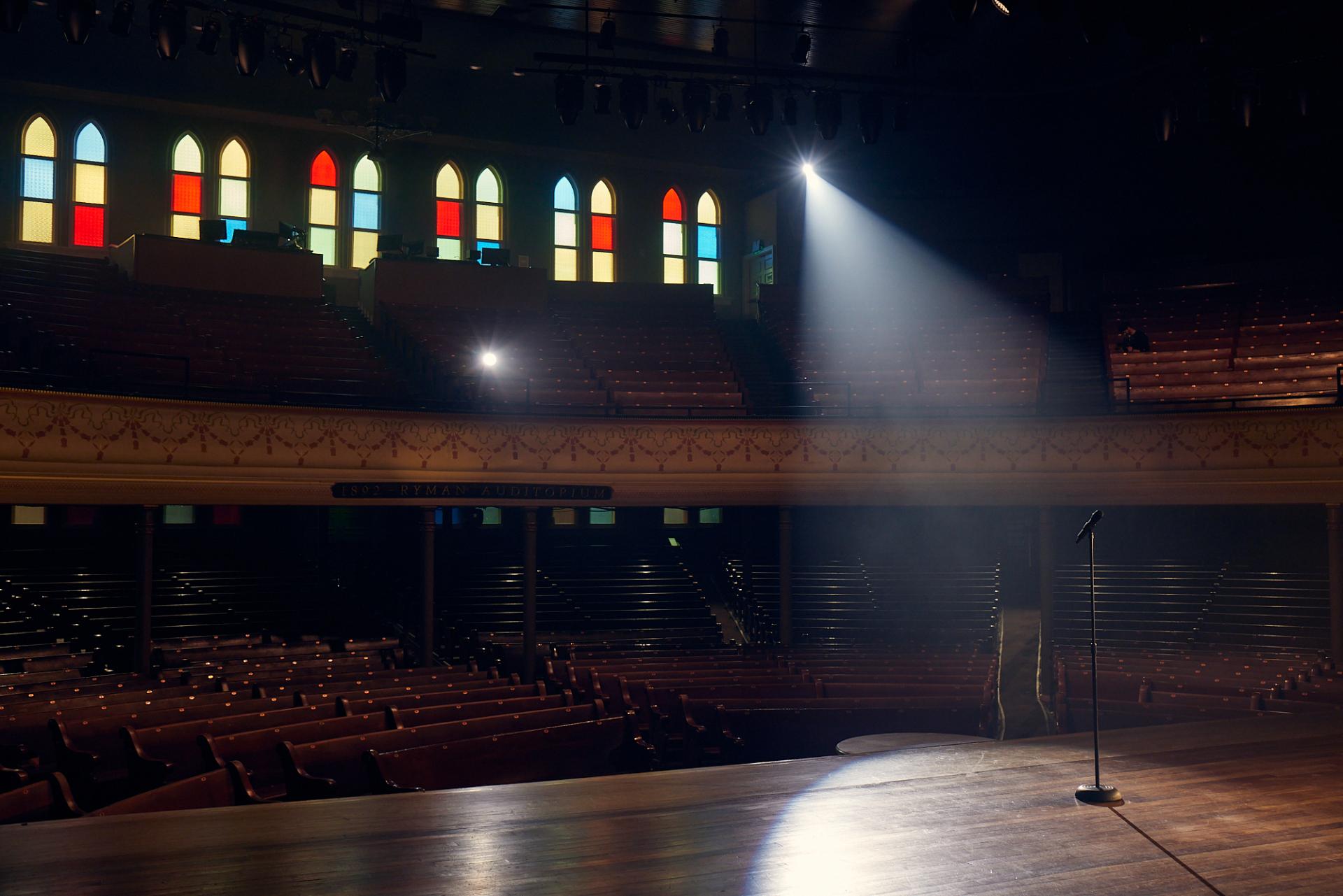Ryman Auditorium spotlight on stage