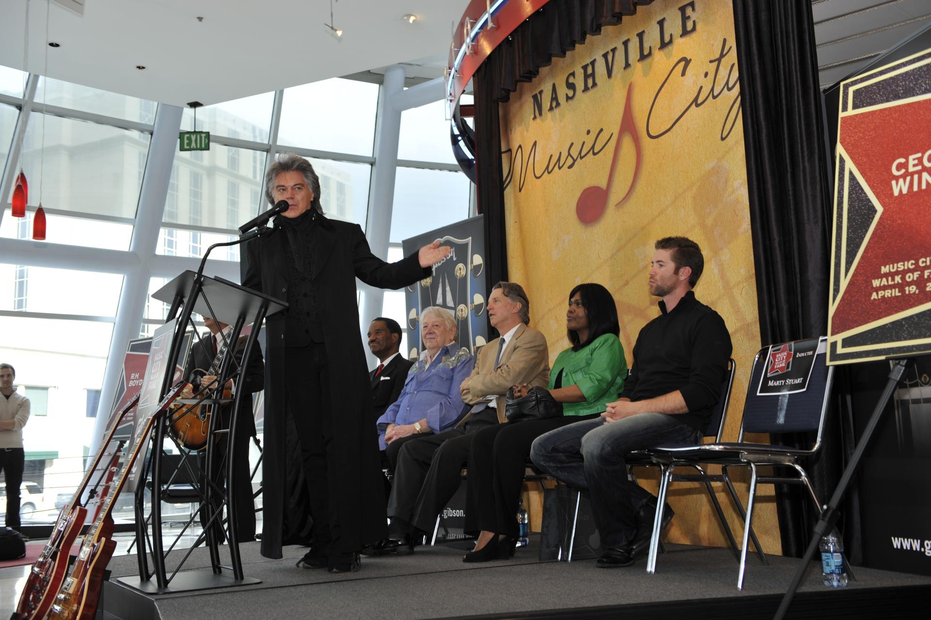 Marty Stuart on stage of the Music City Walk of Fame