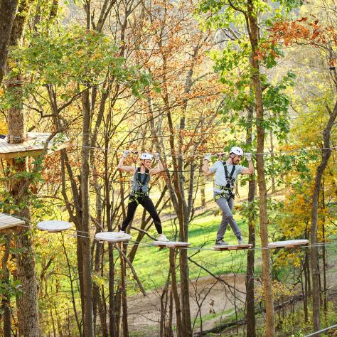 Couple on the ropes course at Southall