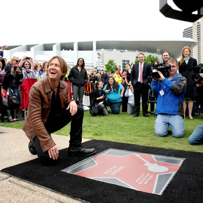 Keith Urban with his star on Music City Walk of Fame