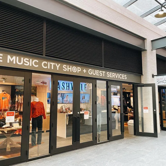 Entrance to The Music City Shop at Fifth and Broadway in Nashville