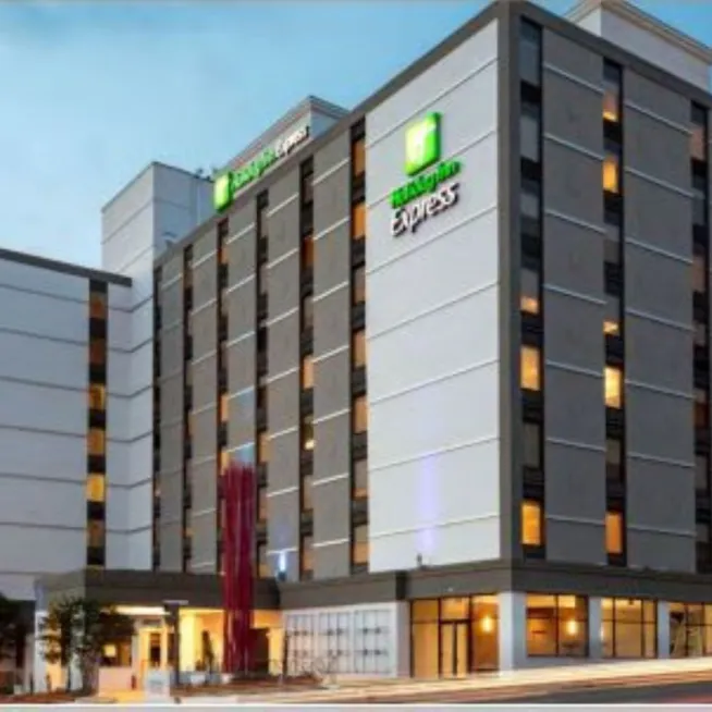Exterior of Holiday Inn Express hotel at dusk
