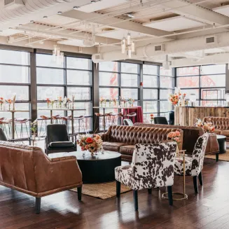 Corporate event setup on the Dyer floor of the Bridge Building Event Spaces. Photo by Sabrina Englehart.