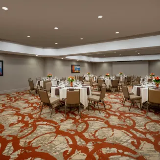 Spacious meeting/banquet rooms all located on the 2nd floor of the Hotel. Easy access to breakout areas and restrooms.