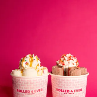Vanilla and Chocolate Rolled Ice Cream