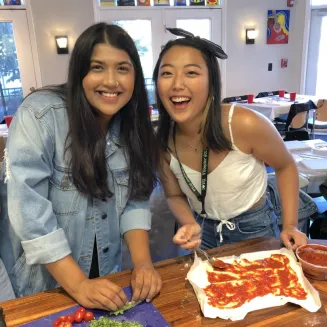 Guests enjoying PIzza and Painting Event