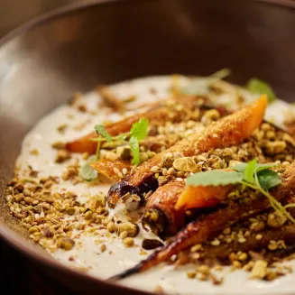 Charred Carrots, Lime Labneh, Dukkah spices
