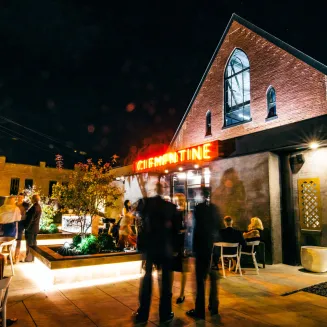 Clementine's private walled garden courtyard is 2500 sf and can accommodate 250 people for a mix and mingle reception. The courtyard has 2 fountains, audio and beautiful lighting.
