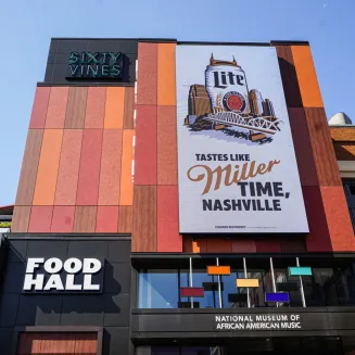 This sign sits high atop 5th directly across from the Ryman Auditorium