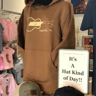 Tennessee Sideways Guitar Hoodie with skyline hats.