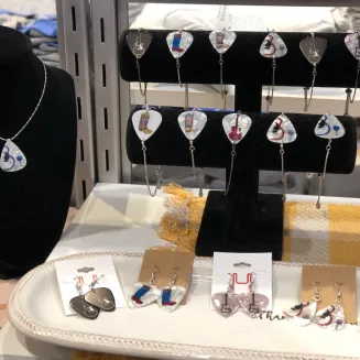 Handmade guitar pick jewelry