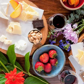 Wine and Cheese pairings at Grinder's Switch Winery at Marathon Village