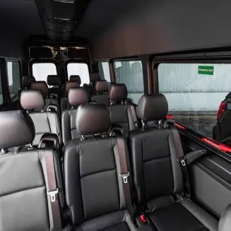 The interior of a 15-Passenger Mercedes-Benz Sprinter