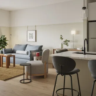 Living Room of One Bedroom Suite at Newly Constructed Mint House - Marathon Village!