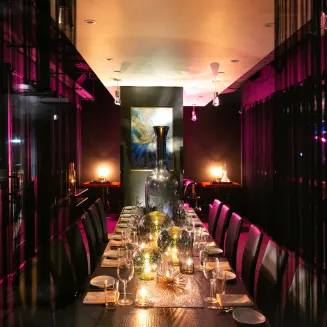 • Ideal for meetings, wine tastings, seated dinners, corporate
or special events, and cocktail receptions
• Equipped with (1) - 55” TV that can be used for presentations,
cable television or visual’s for social engagements
• Music from the DJ piped in for the ultimate atmosphere