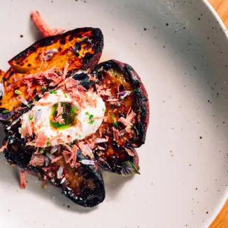 Japanese Sweet Potato, Miso, Cream, Bonito