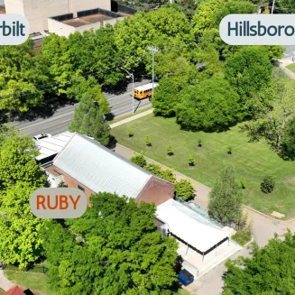 Aerial of park and Ruby