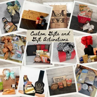 Nashville custom corporate gifts, personalized charcuterie boards, engraved cutting boards, promotional products. Live event gifting activations, on-site personalization services. Employee gifts, hospitality gifts, real estate closing gifts. Tennessee custom engraving, branded merchandise.