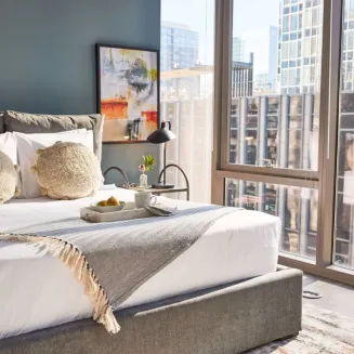 Queen bed for 2 with just enough privacy.