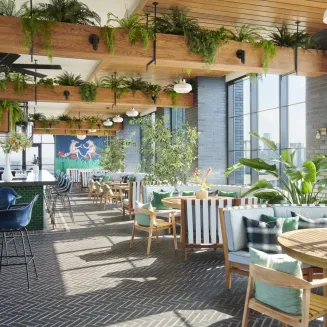 Feel a sense of luxury in Music City at Virgin Hotels Nashville's 14th floor rooftop oasis. Enjoy seasonal cocktails and bar bites by day and cool urban vibes by night as DJs carry the energy late into the night.