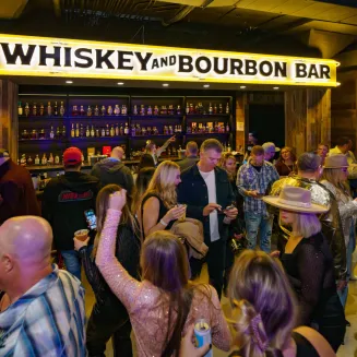 Elevated Whiskey and Bourbon Bar with over 100 types of whiskey and bourbon.