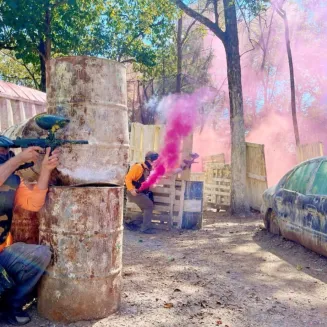 Players battling it out on Nuke Town at Xtreme Paintball Nashville TN.