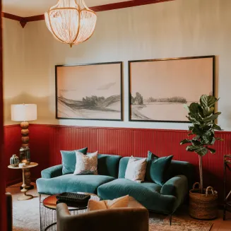 Event Lounge & meeting breakout room, elevated design and flat screen tv for power point or presentation.