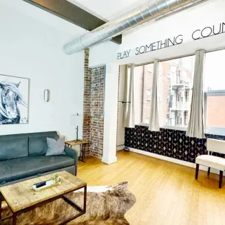 Our Brooks Loft is a 2 bedroom, 2 bathroom property in the heart of downtown Nashville