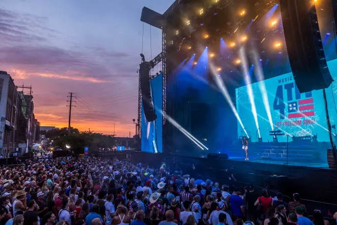 Stage view with crowd at July 4th in Nashville