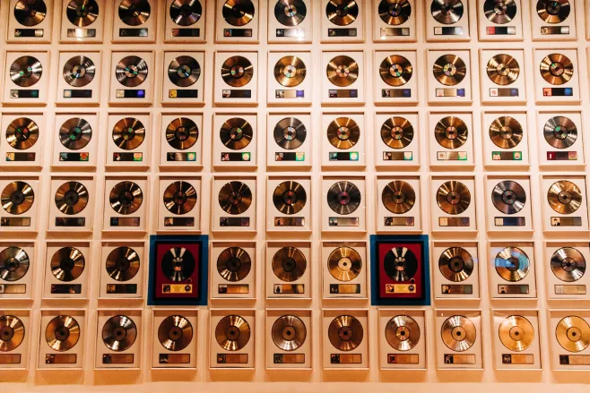 Record wall at Country Music Hall of Fame and Museum