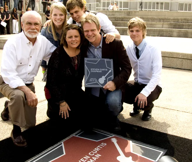 Steven Curtis Chapman with Family and his Star on Music City Walk of Fame