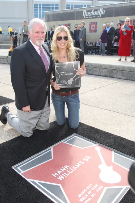 Hank Williams Sr. family with his star at the Music City Walk of Fame
