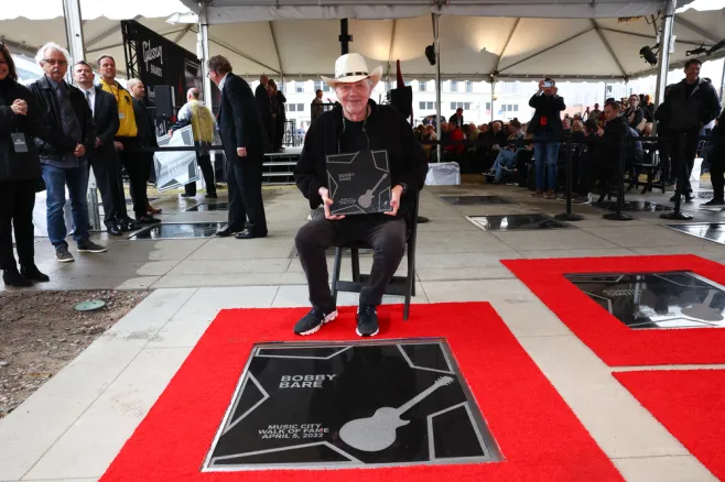 Bobby Bare with his star on the Music City Walk of Fame.