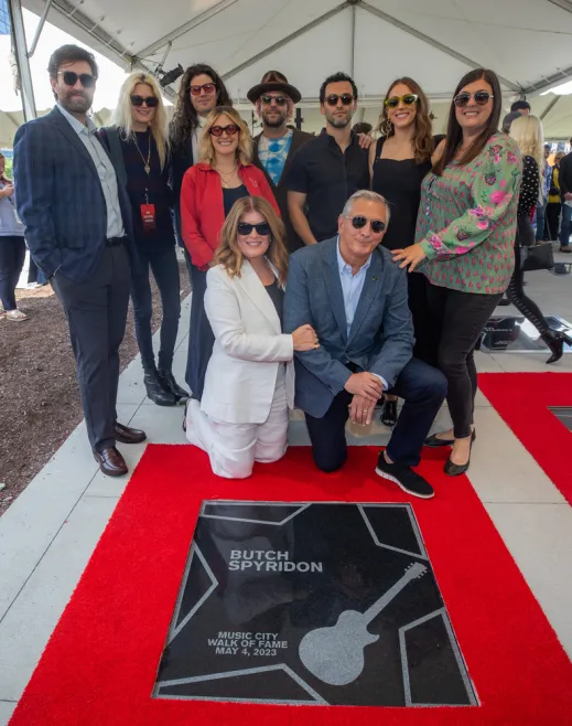 Butch Spyridon and his family with his star on the Music City Walk of Fame.