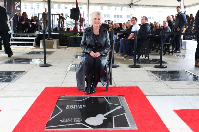 Connie Smith with her star on the Music City Walk of Fame.